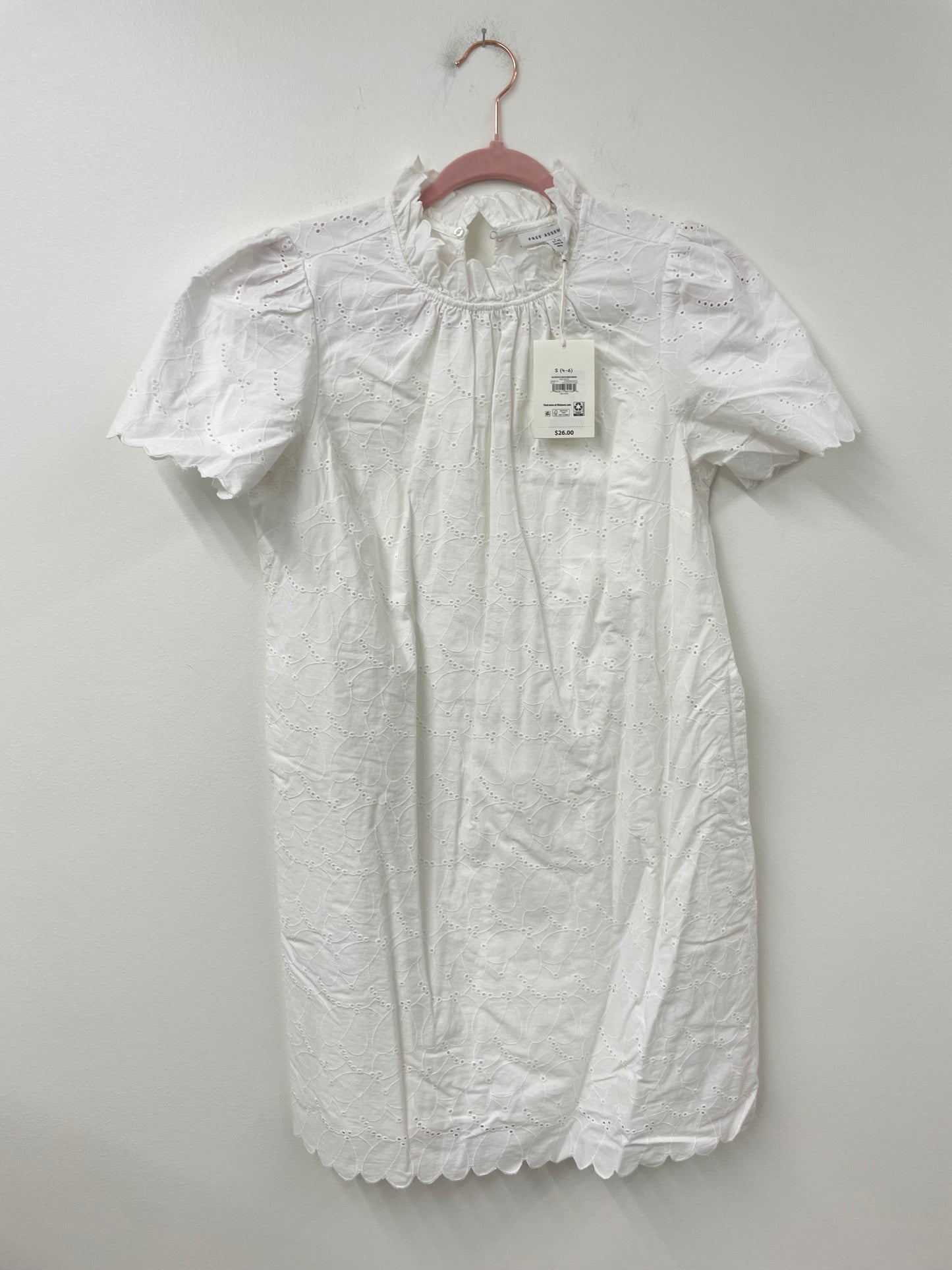 Free Assembly ruffled neck mini dress Size S / NWT