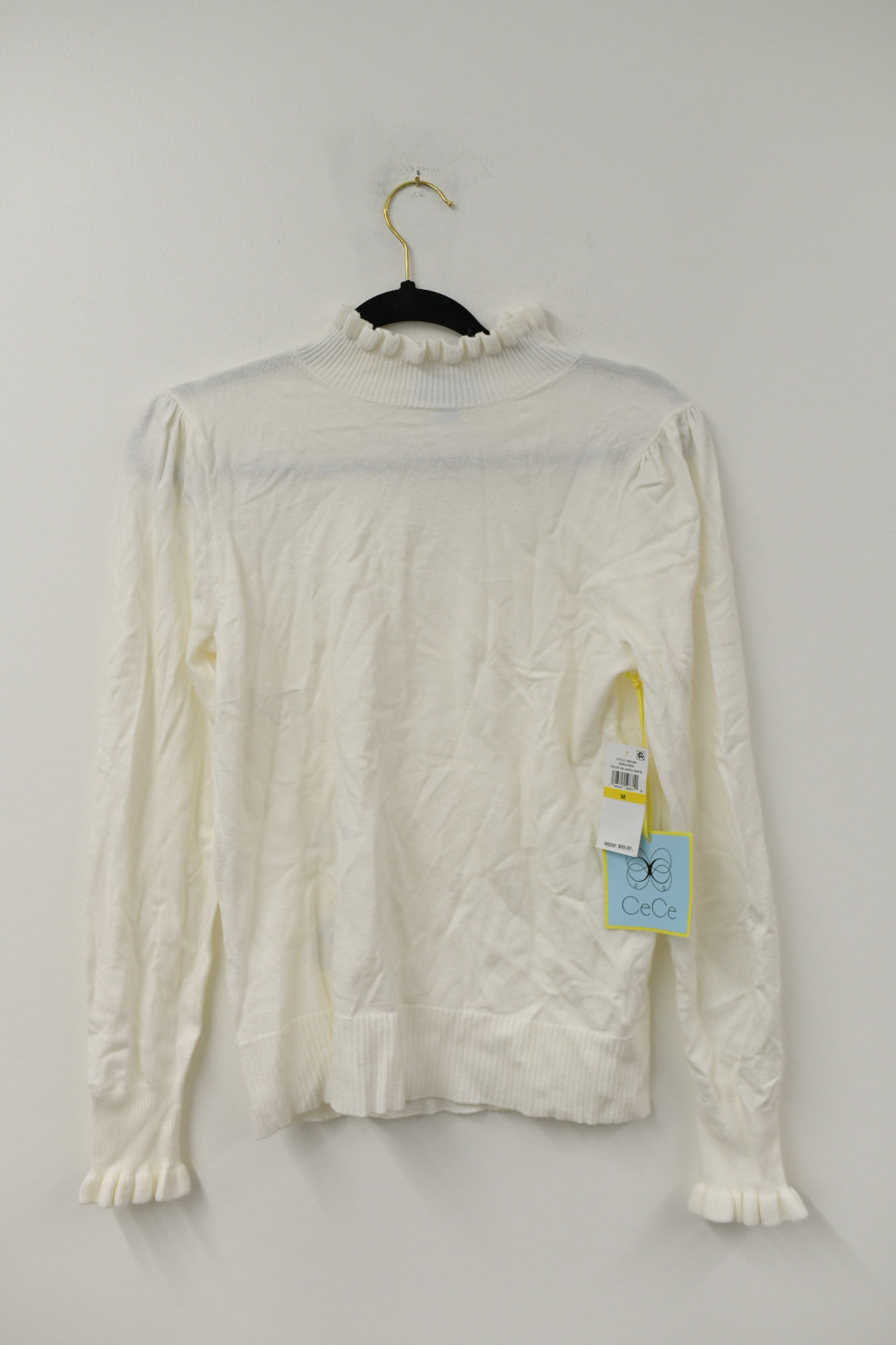 Cece ruffled neck sweater Size M/ NWT