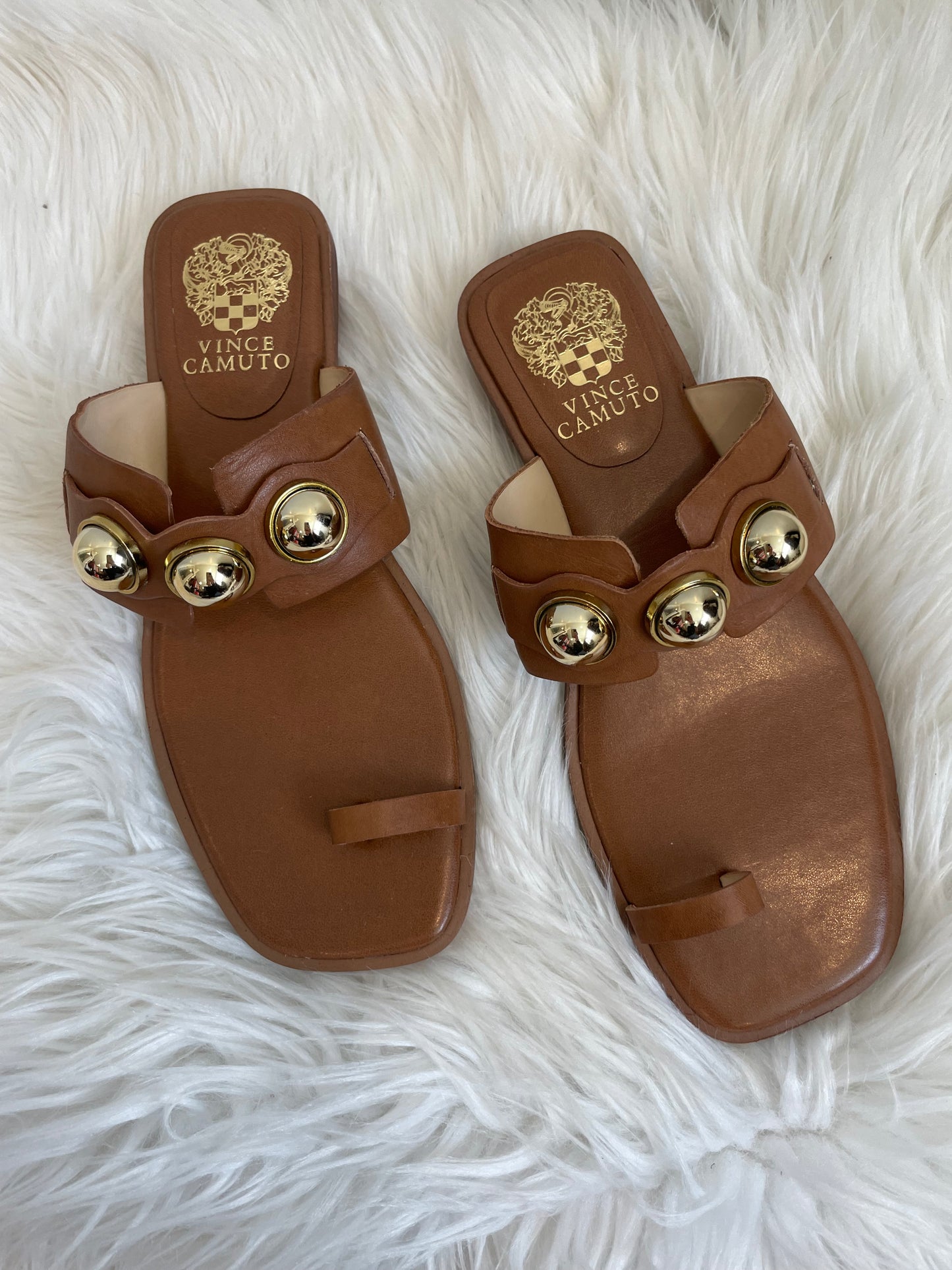 Vince Camuto Leather Heeled Sandals - Yevinny Size 7.5