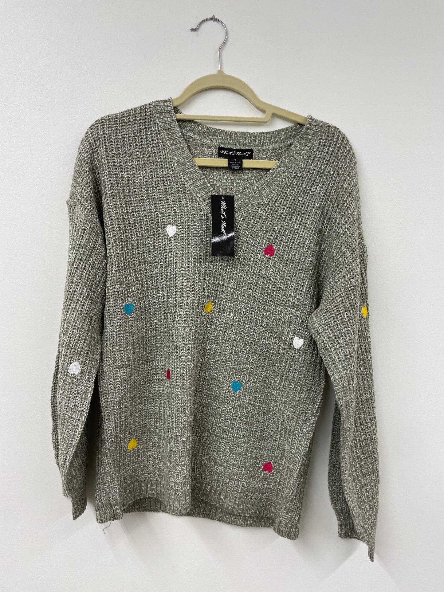 What’s Next? Heart sweater Size S /NWT