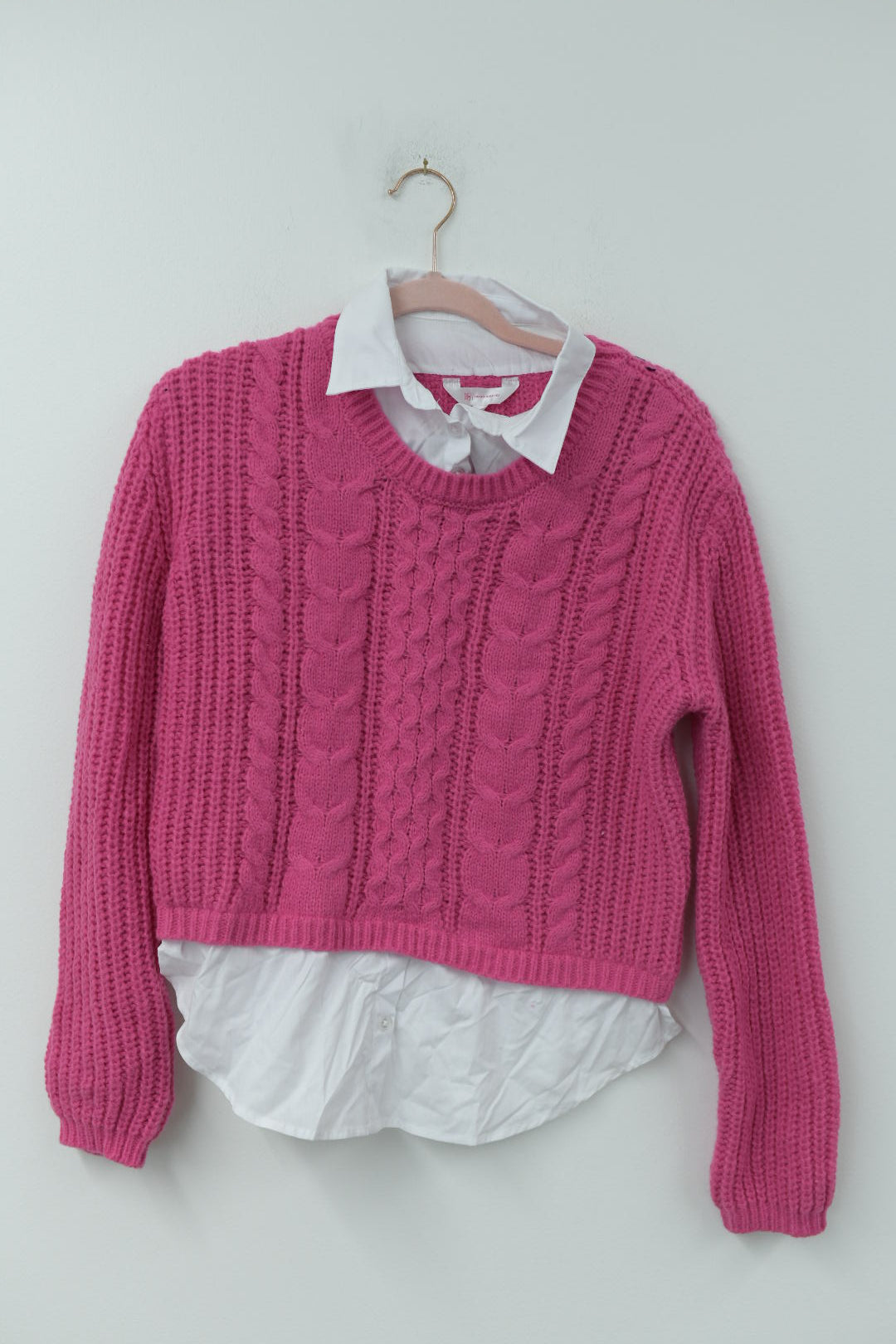 No Boundaries Cropped Cable Knit Sweater Twofer Size M /NWT