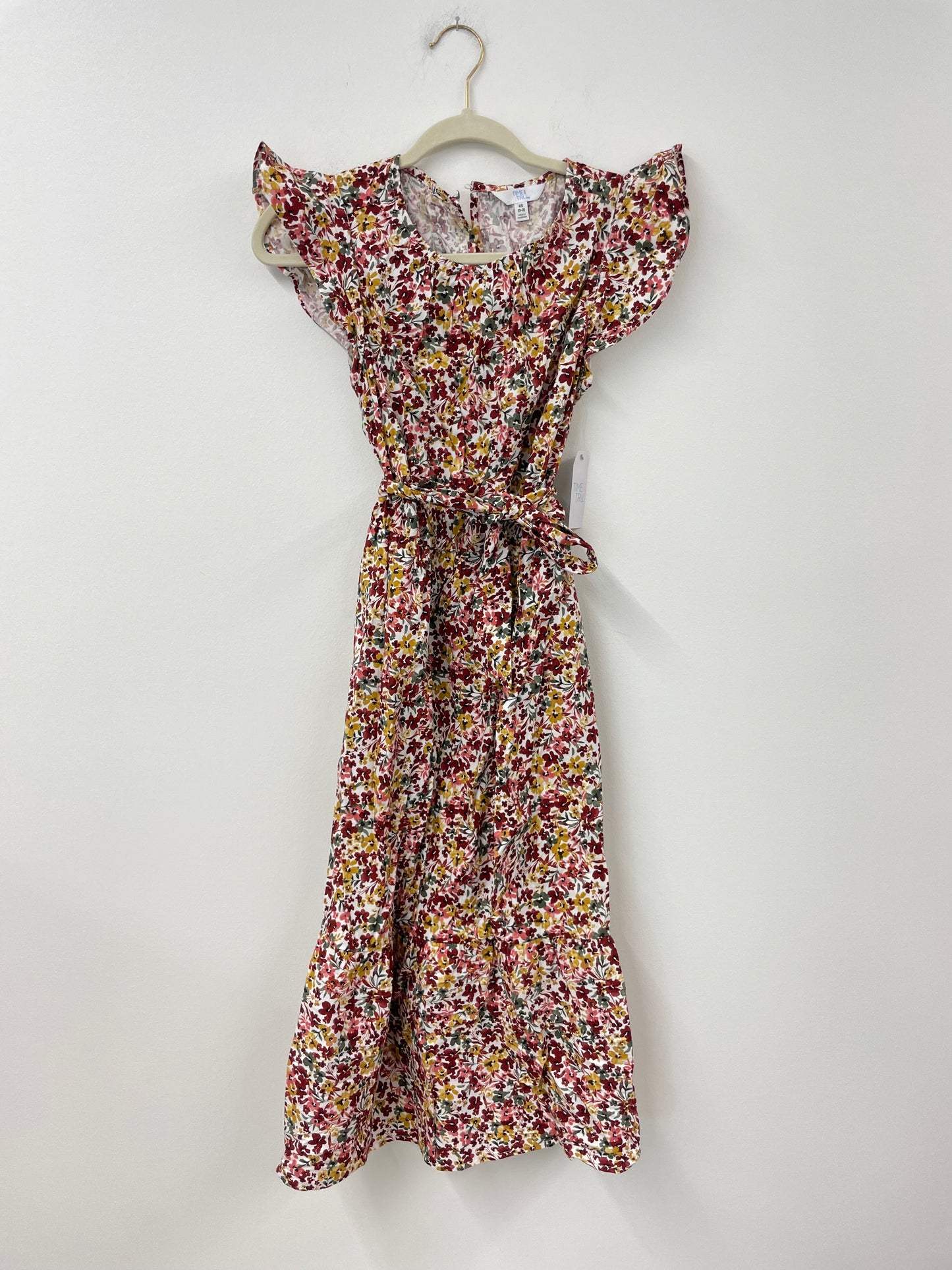 Time and Tru ruffle sleeve tiered midi dress Size XS / NWT