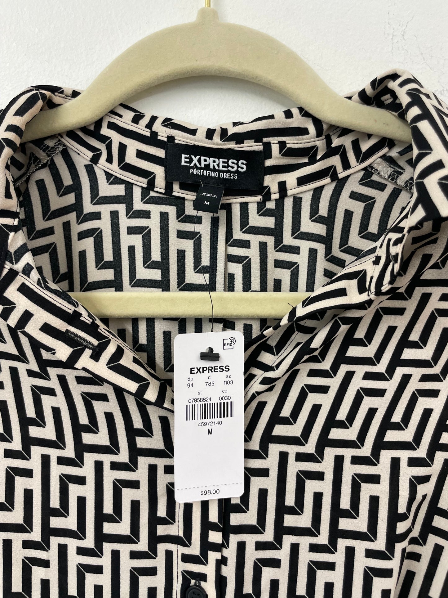 Express printed 1/2 button up portofino midi dress Size M / NWT