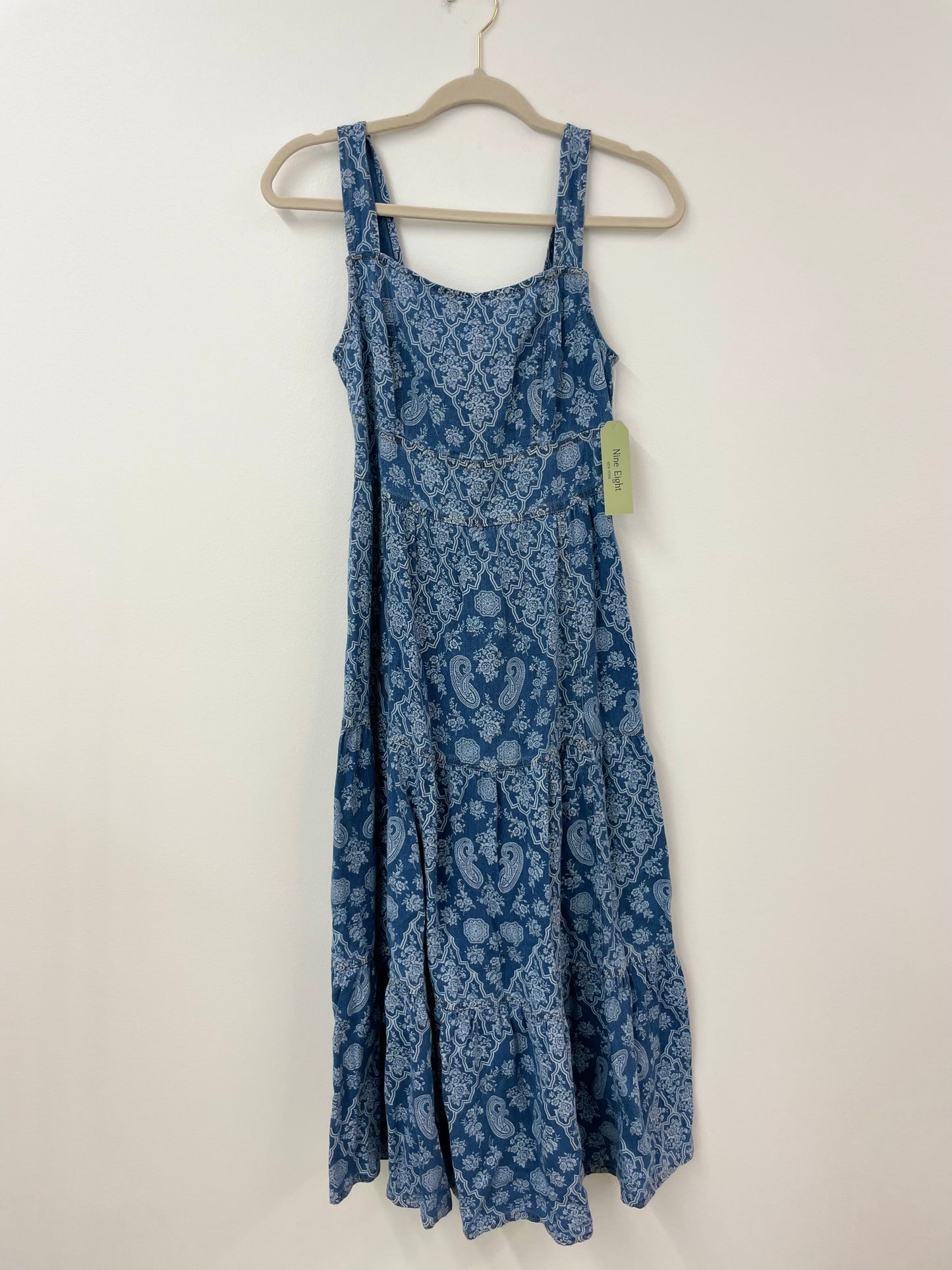 Nine Eight printed denim midi dress Size S /NWT