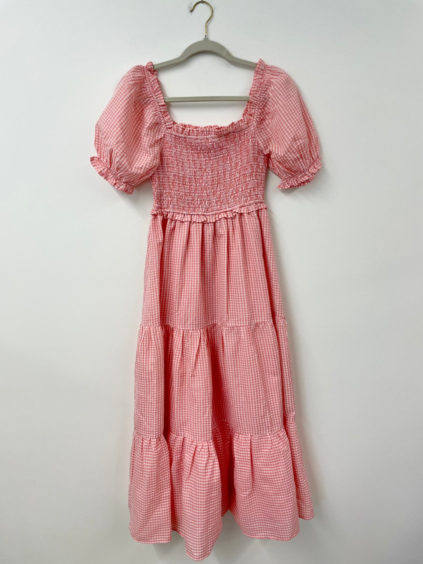 Aura smocked gingham Maxi dress Size S/ EUC