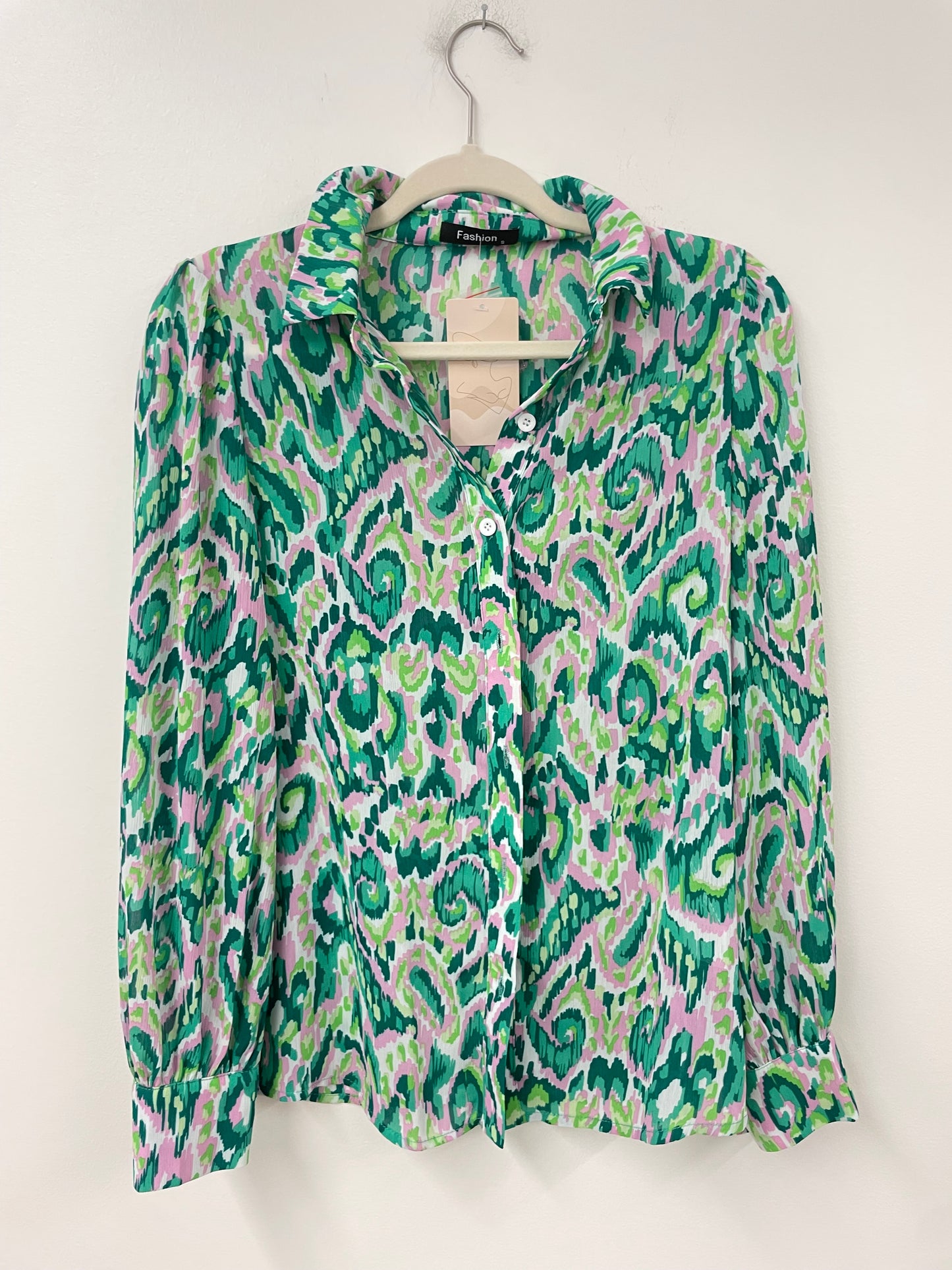 Amazon long sleeve button down blouse Size S /NWT