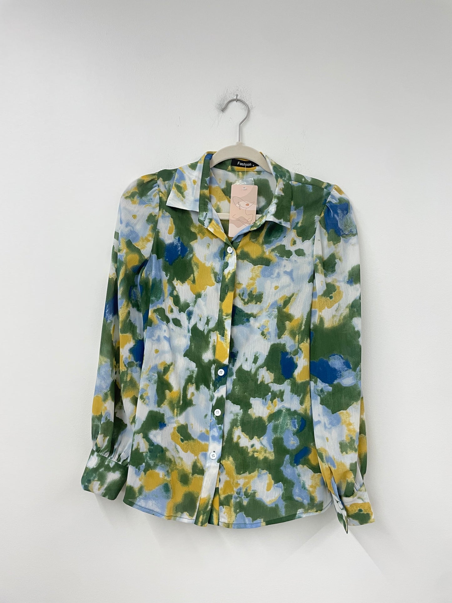 Amazon long sleeve button down blouse Size S /NWT