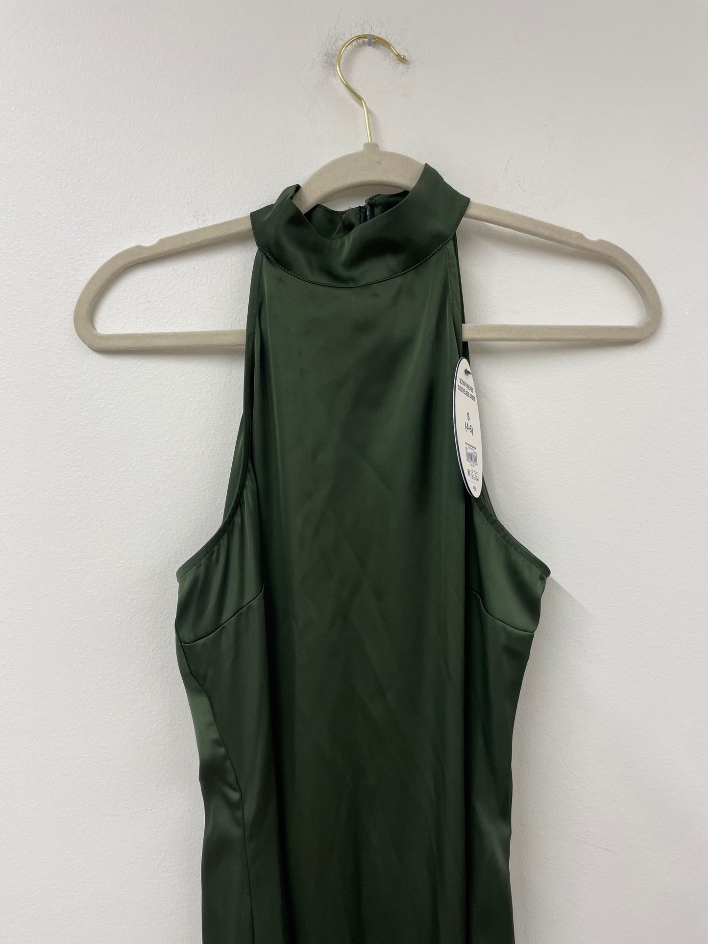Scoop ruched sleeveless satin midi dress Size S / NWT