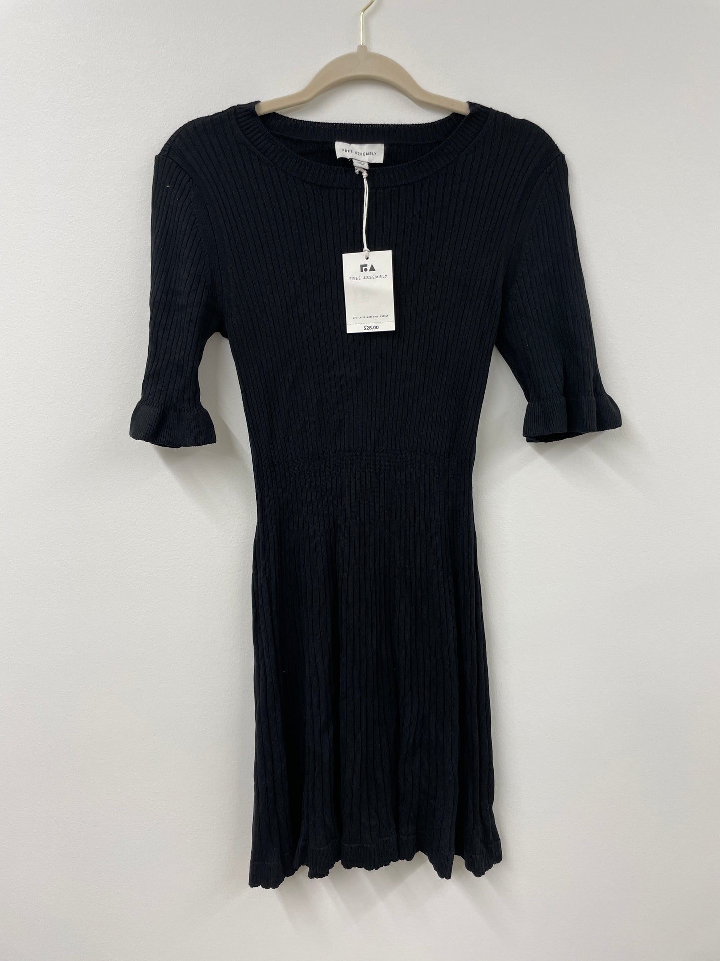 Free Assembly ribbed 3/4 sleeve mini dress