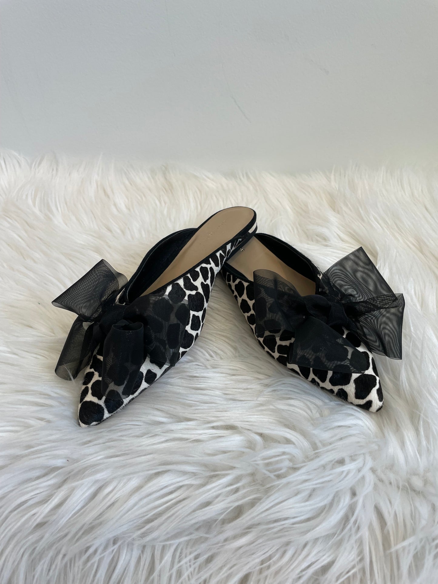 Ann Taylor Marvaa Giraffe Haircalf Bow Slide Missy shoes Size 8.5
