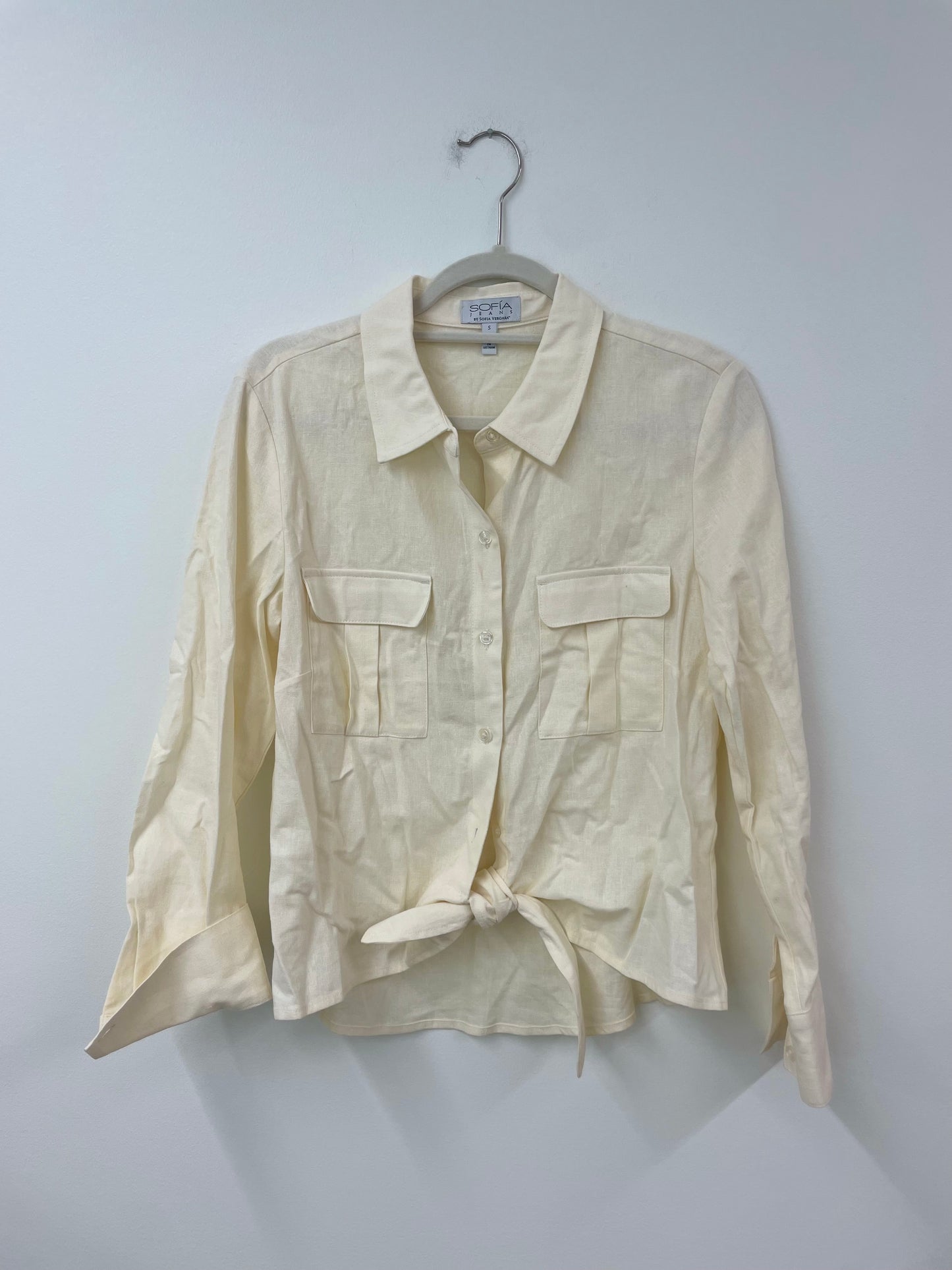 Sofia linen blend tie front with cargo pocket Size S /EUC