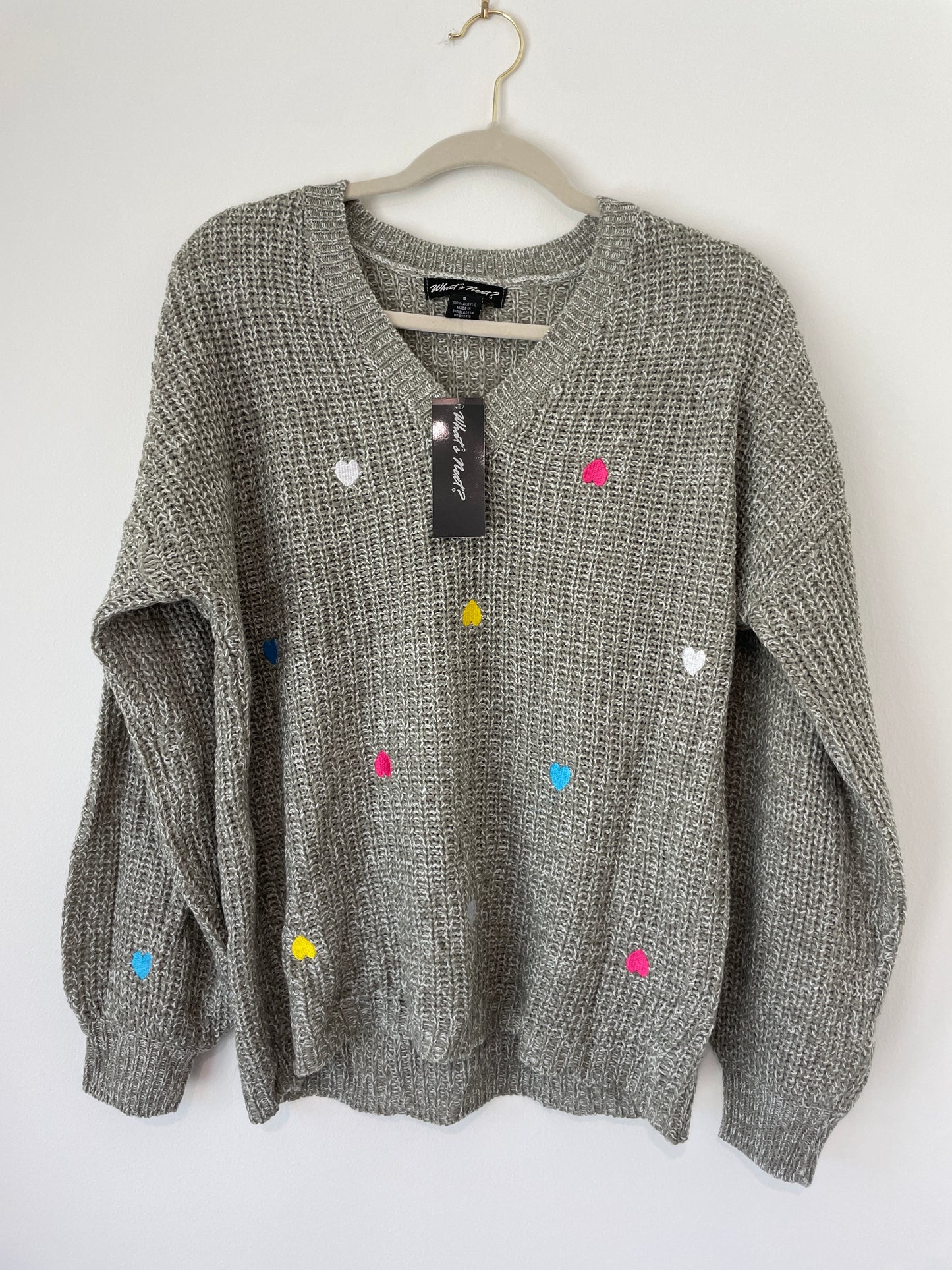 What’s Next? Heart Sweater Size S / NWT