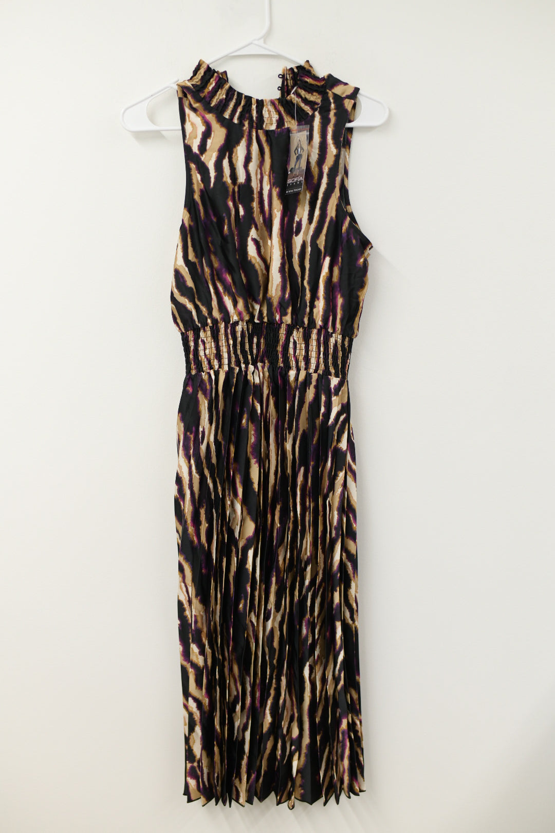 Sofia sleeveless pleated midi dress Size S/NWT