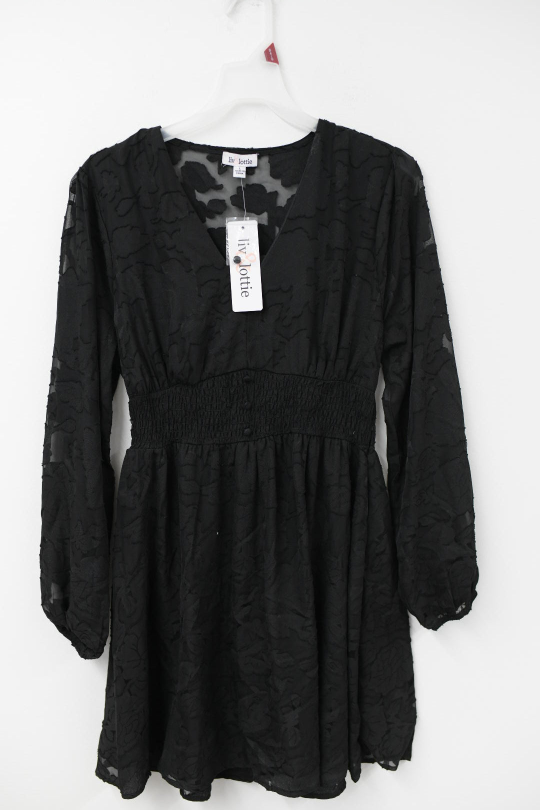 Liv & Lottie smocked waist lace mini dress Size L / NWT