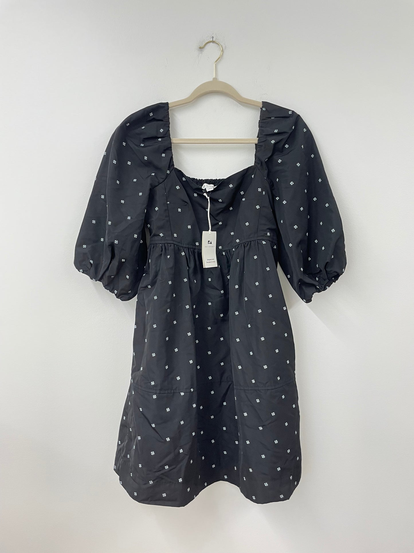 Free Assembly puffed sleeve square neck mini dress Size S /NWT