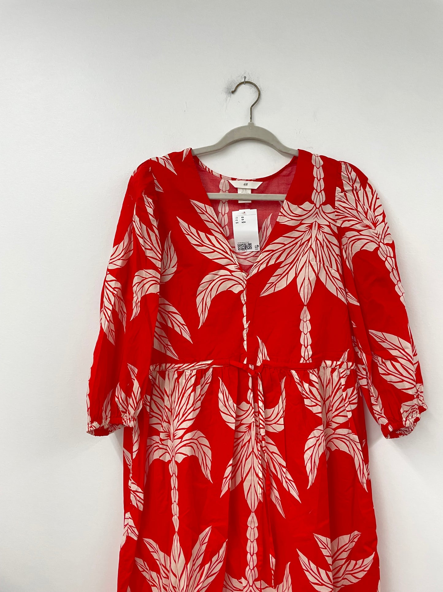 H&M balloon sleeved cotton midi dress Size XS /NWT