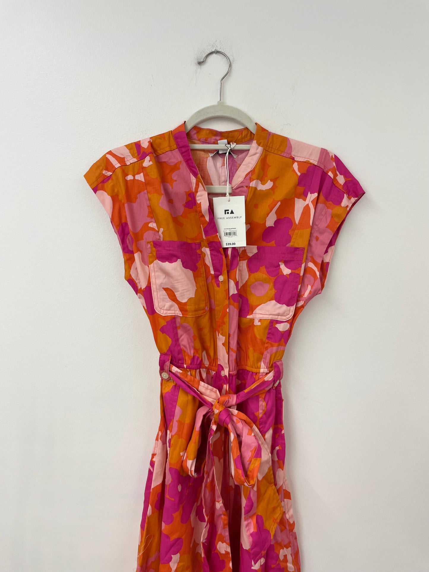 Free Assembly belted midi shirt dress Size S / NWT