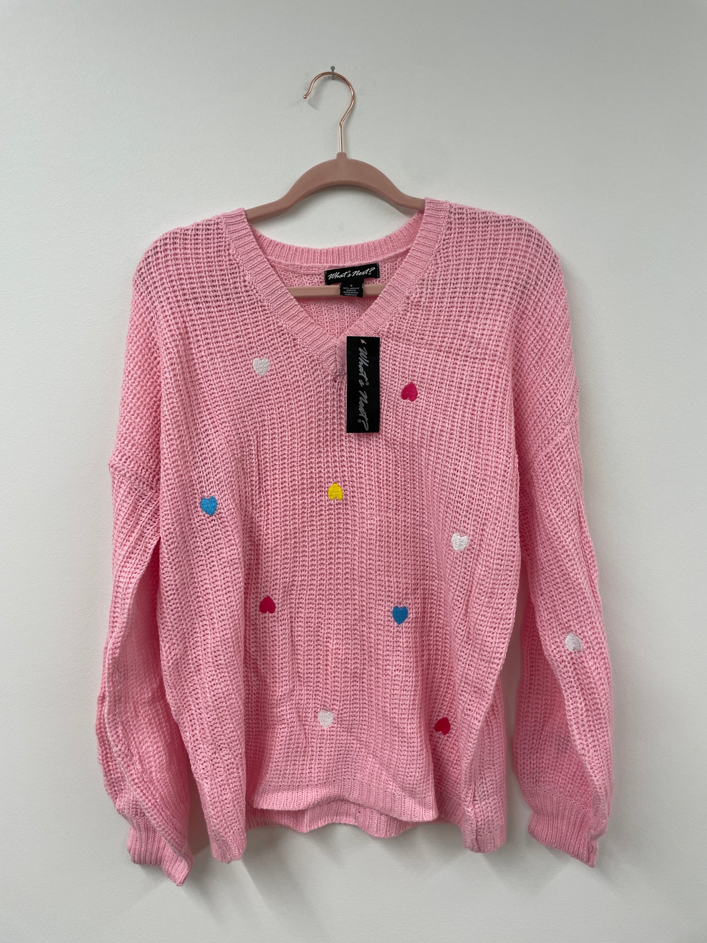 What’s Next? Heart shaped sweater Size S / NWT