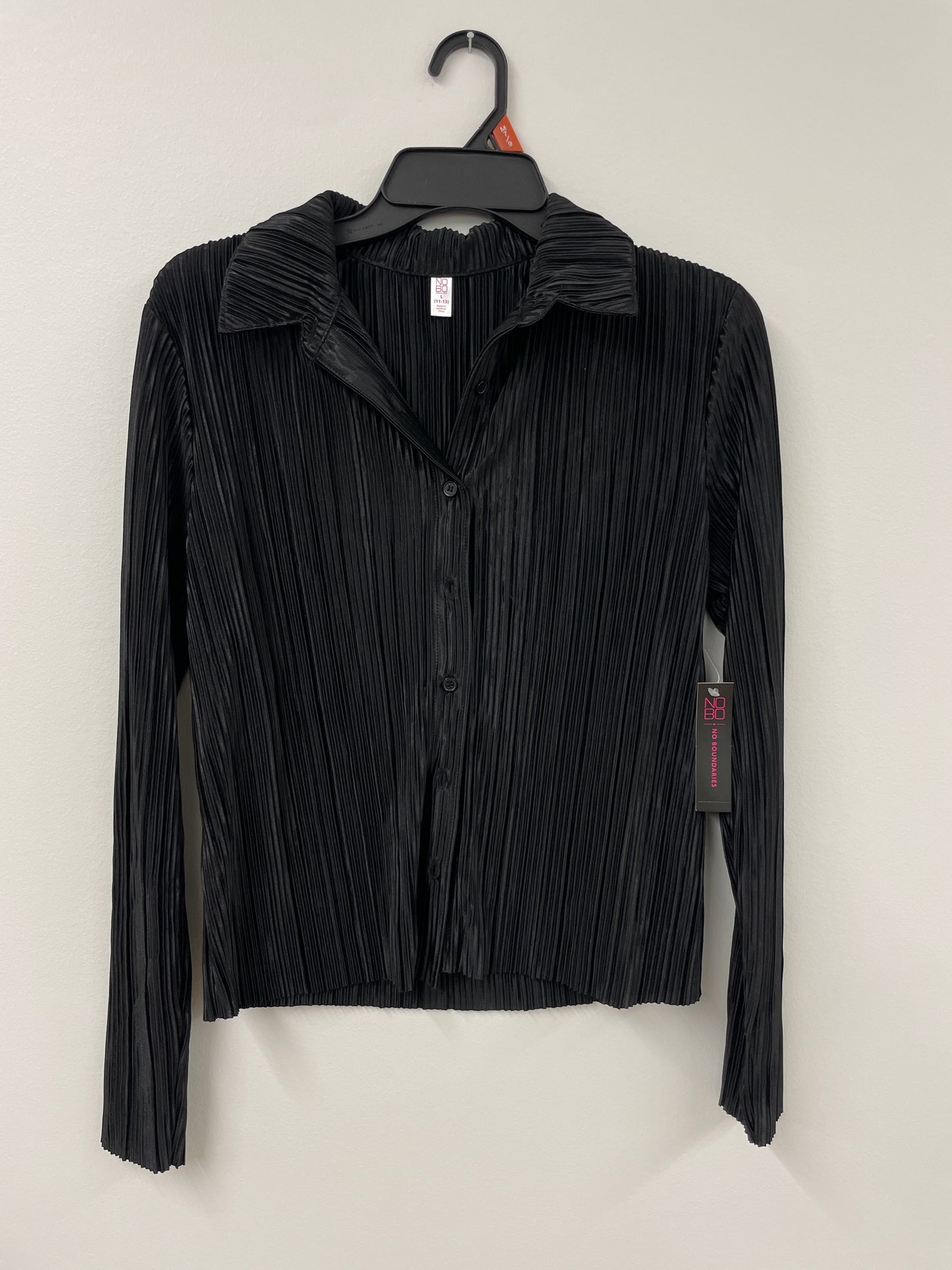 No Boundaries long sleeve pleated top Size S /NWT