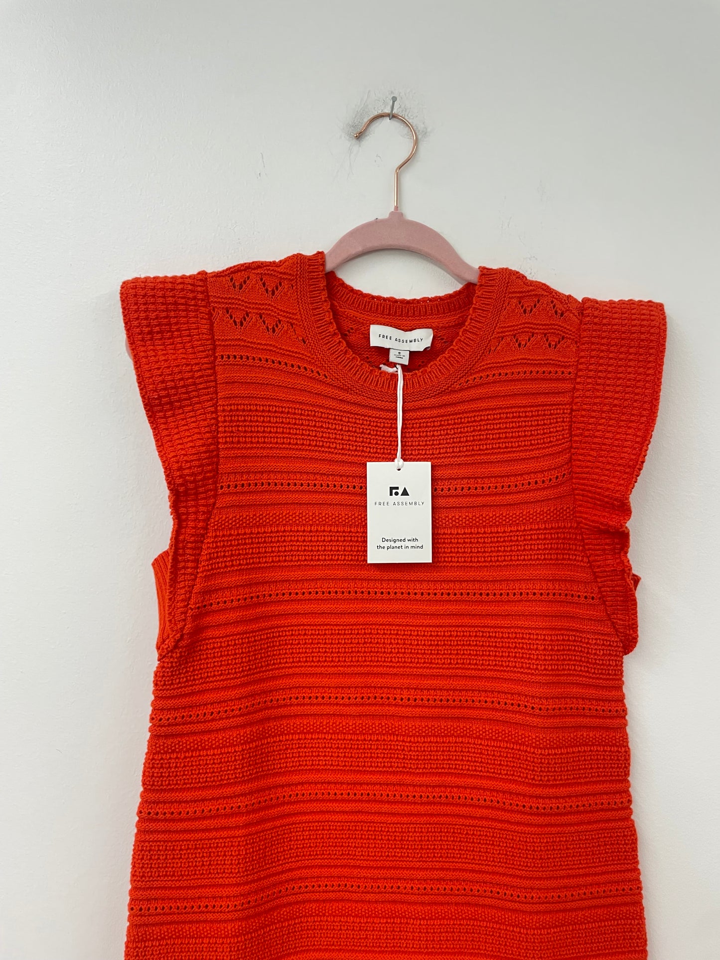Free Assembly flutter sleeve crochet mini dress Size S / NWT- fits more like xs