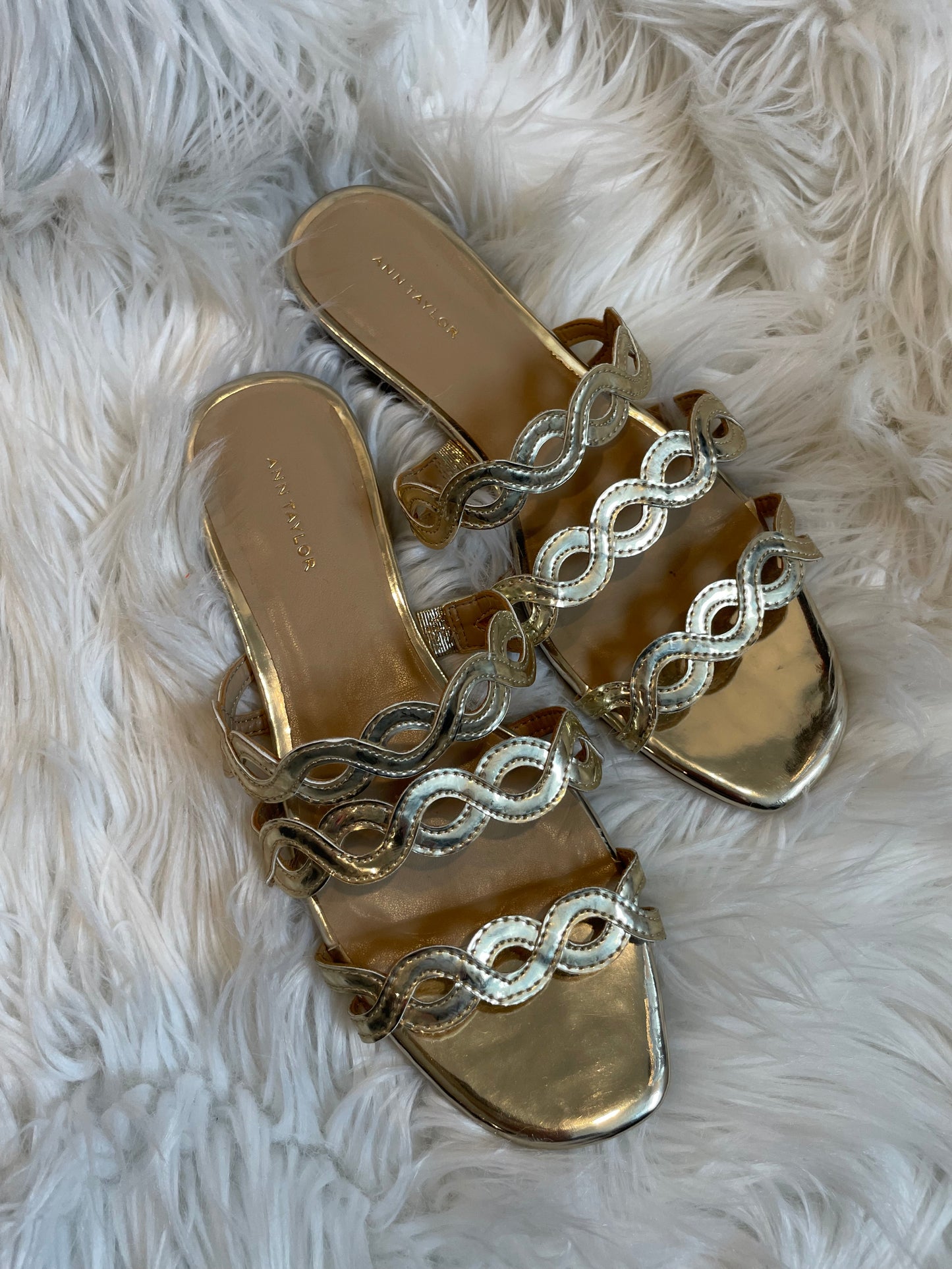Ann Taylor slip on gold sandals Size 7.5