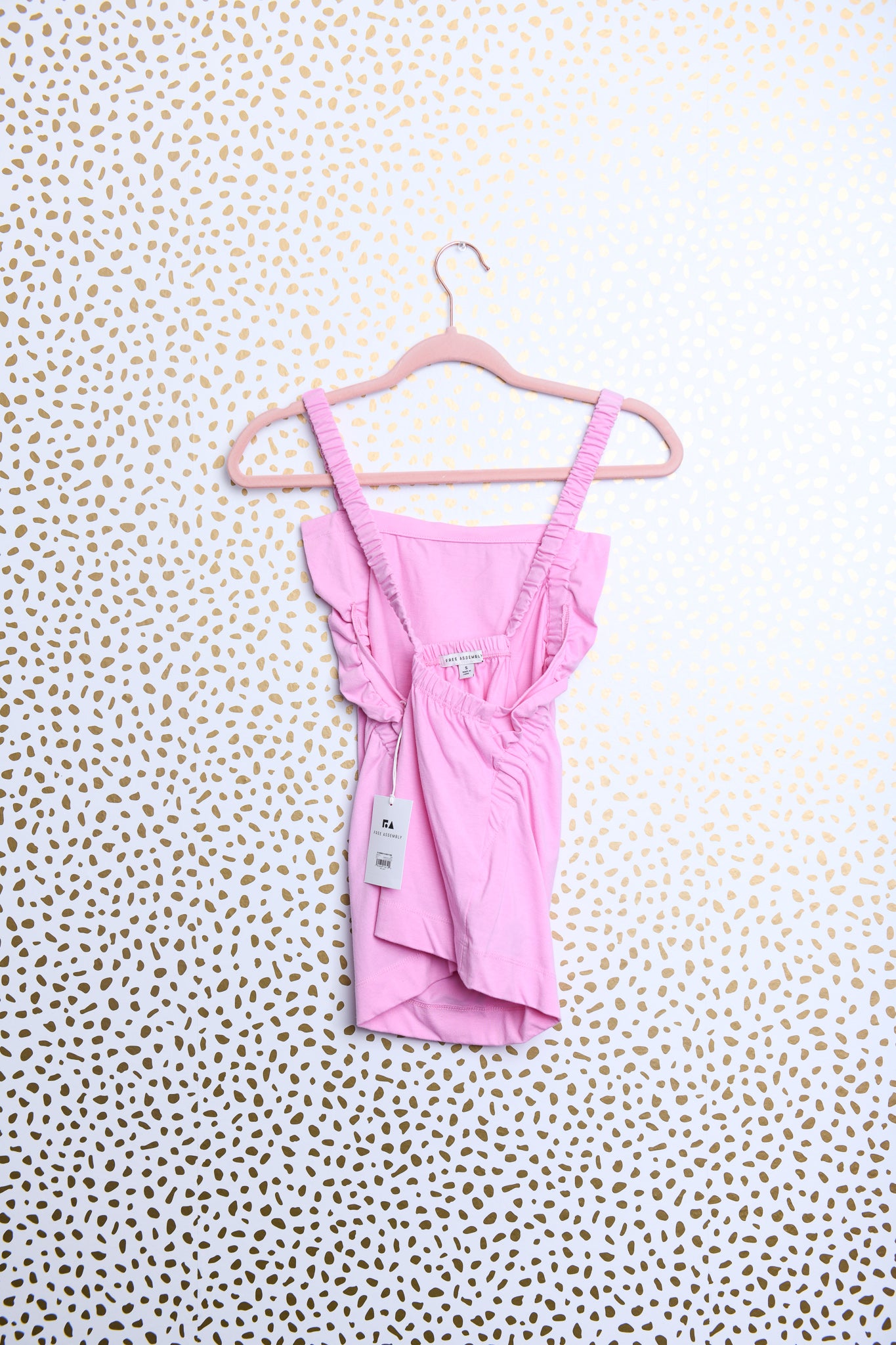 Free Assembly ruched sleeved tank\S\NWT