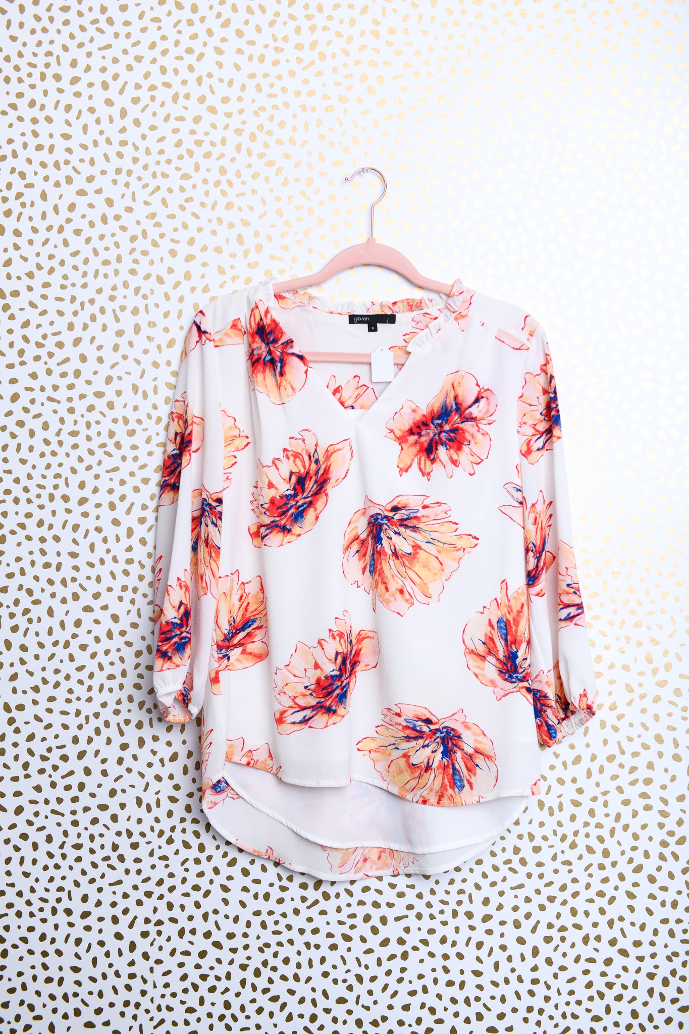 Gibson floral v neck 3/4 sleeve blouse Size S \ EUC