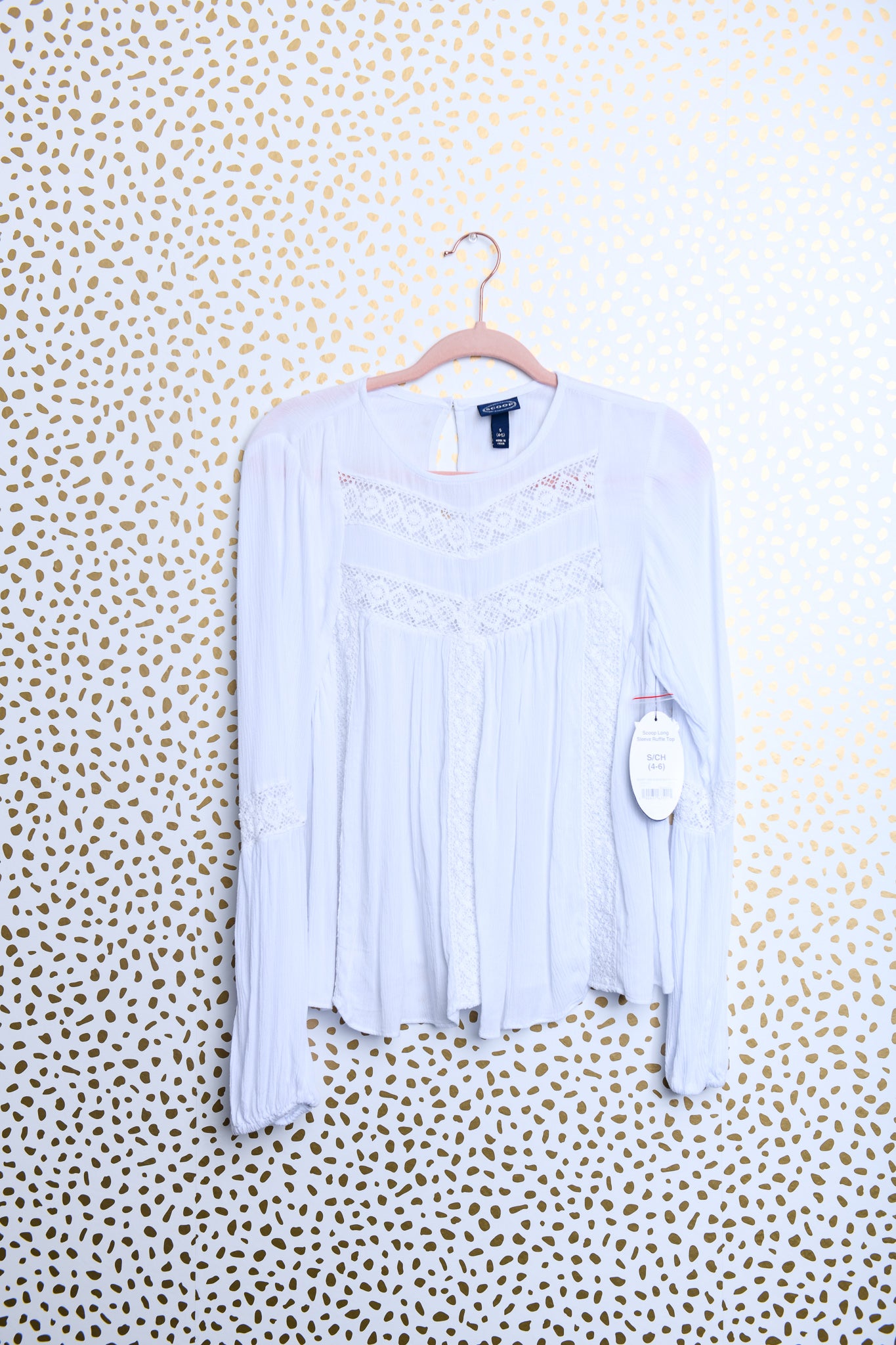 Scoop long sleeve ruffle top Size S \ NWT
