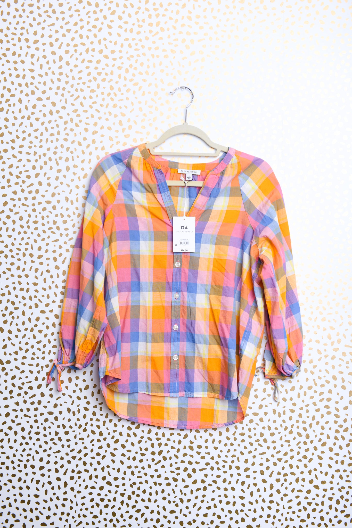 Free Assembly long sleeve button plaid down\S\NWT