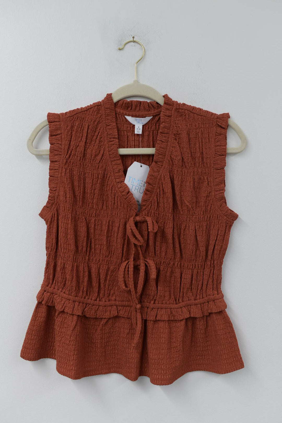 Time and Tru textured tie front top Size S /NWT