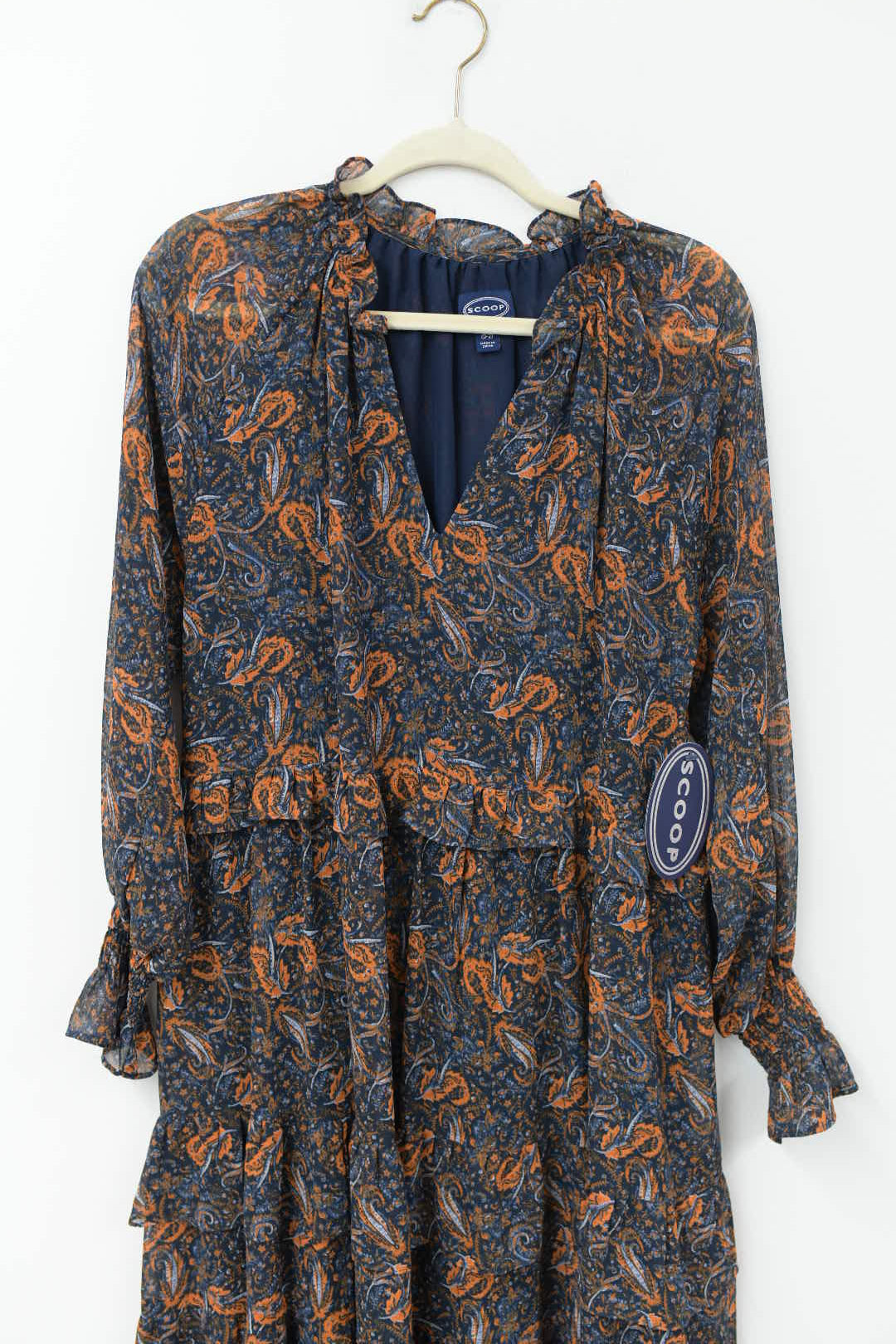 Scoop long sleeve smocked v-neck maxi dress Size XS/NWT