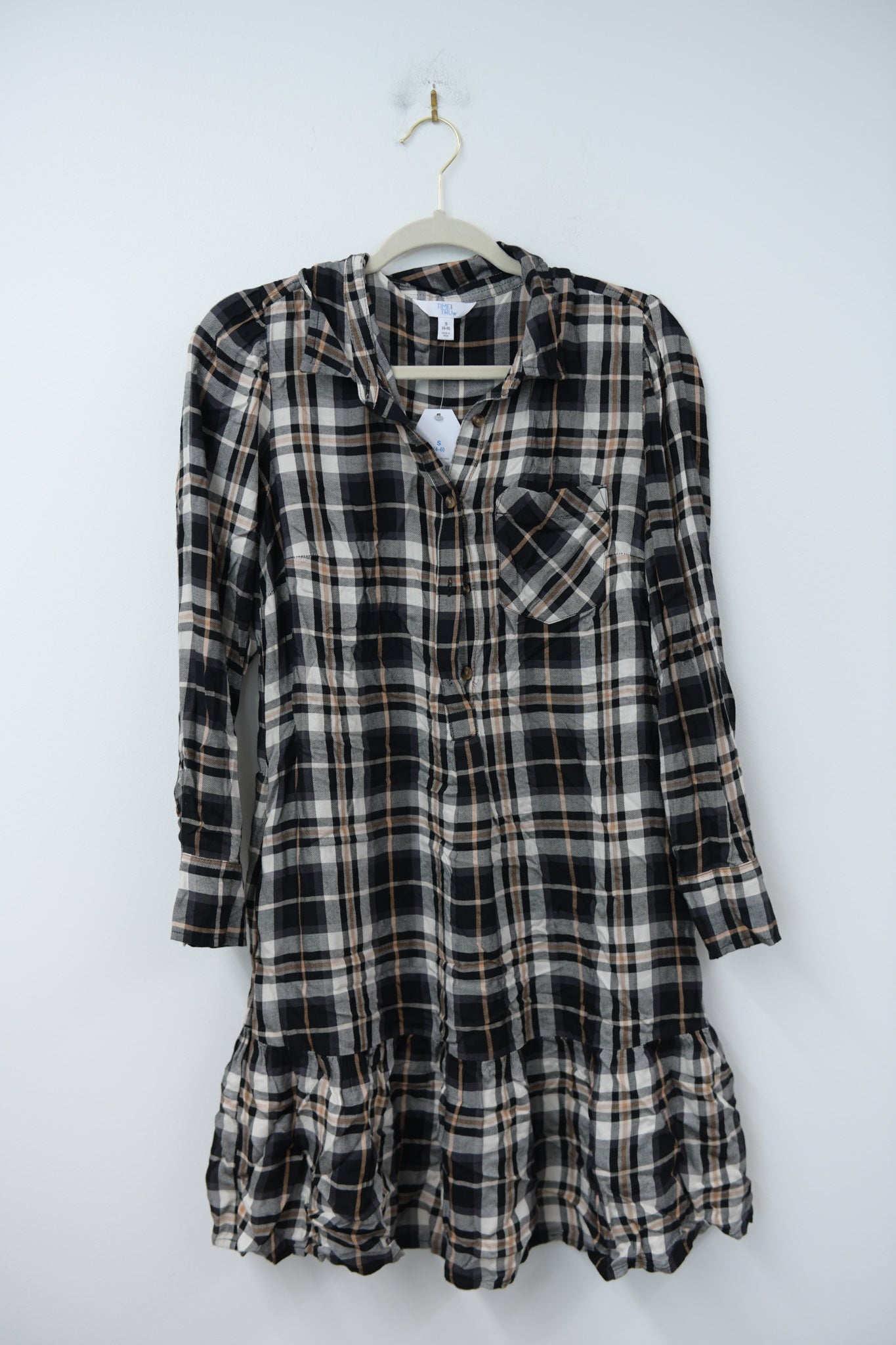 Time and Tru plaid mini shirt dress Size S / NWT