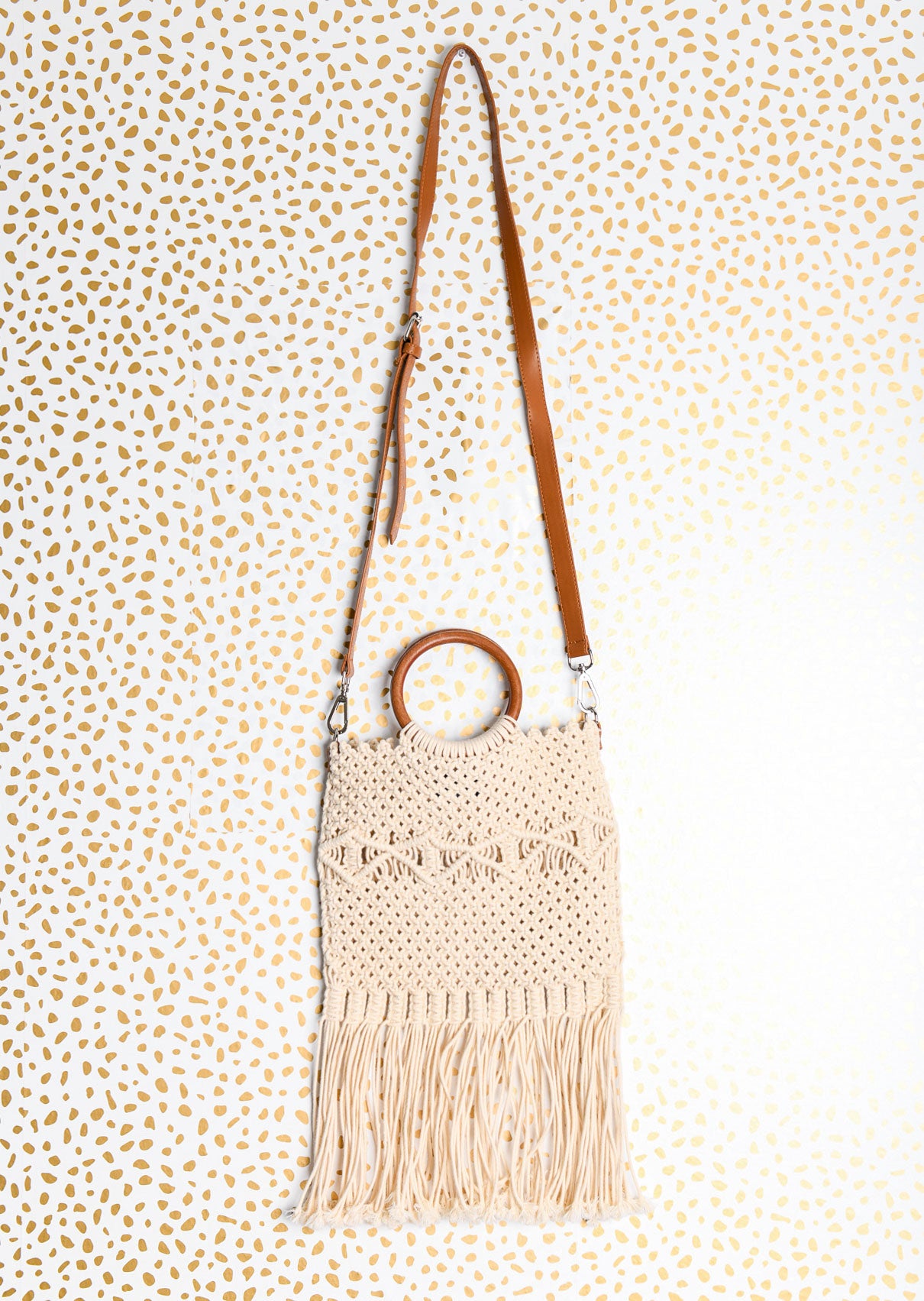 Scoop macrame woven crossbody bag