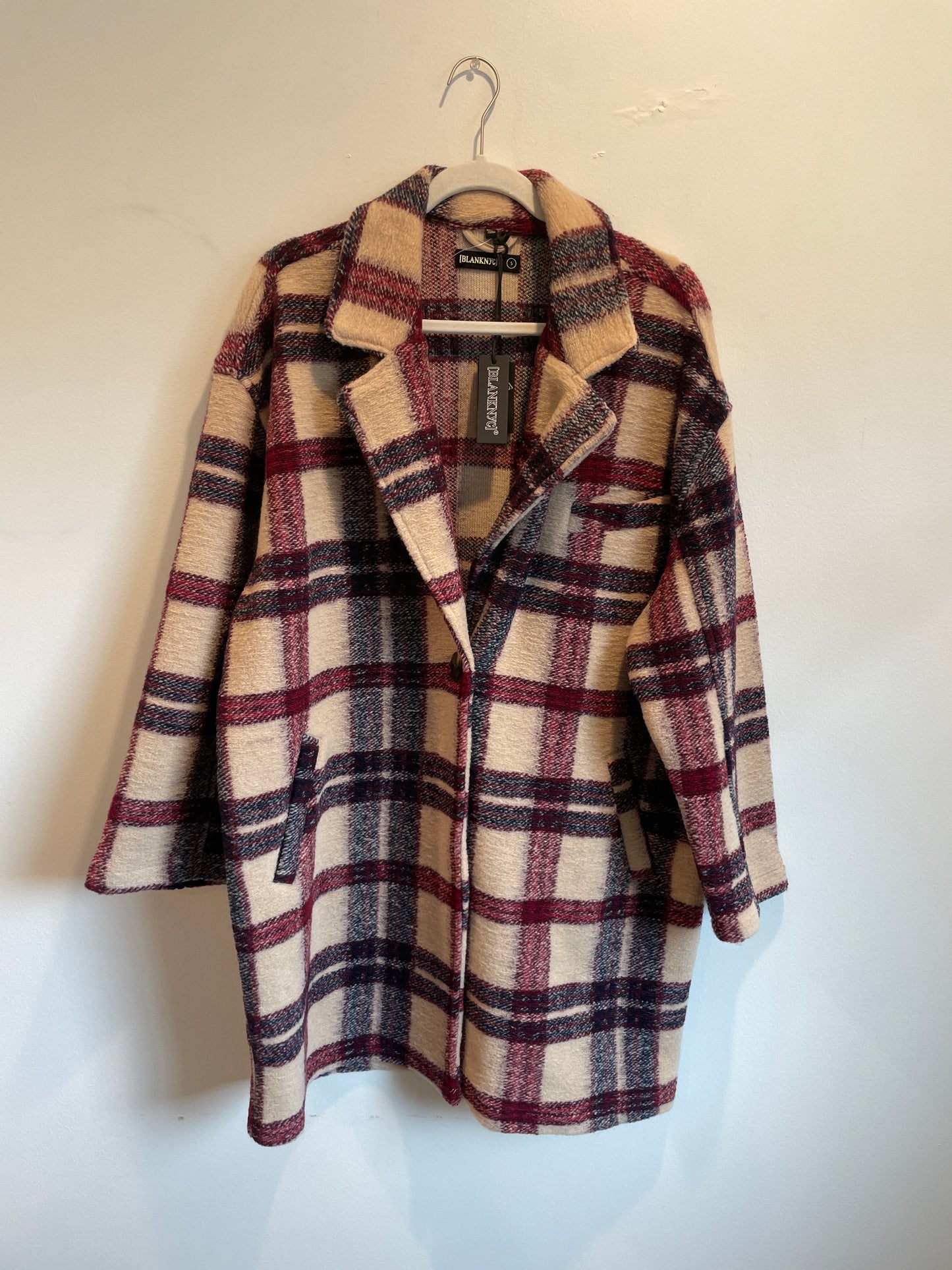 BlankNYC Teddy Plaid Oversized Wool
Blend Blazer Jacket Size S \ NWT