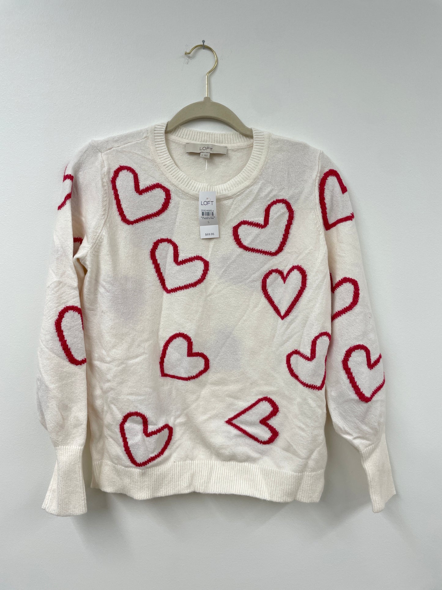 Loft heart sweater Size S /NWT