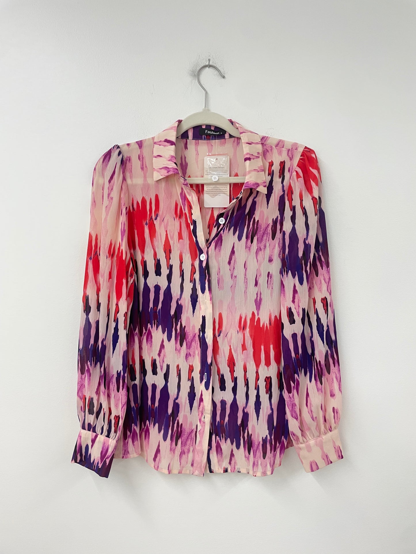 Amazon long sleeve button down blouse Size S /NWT