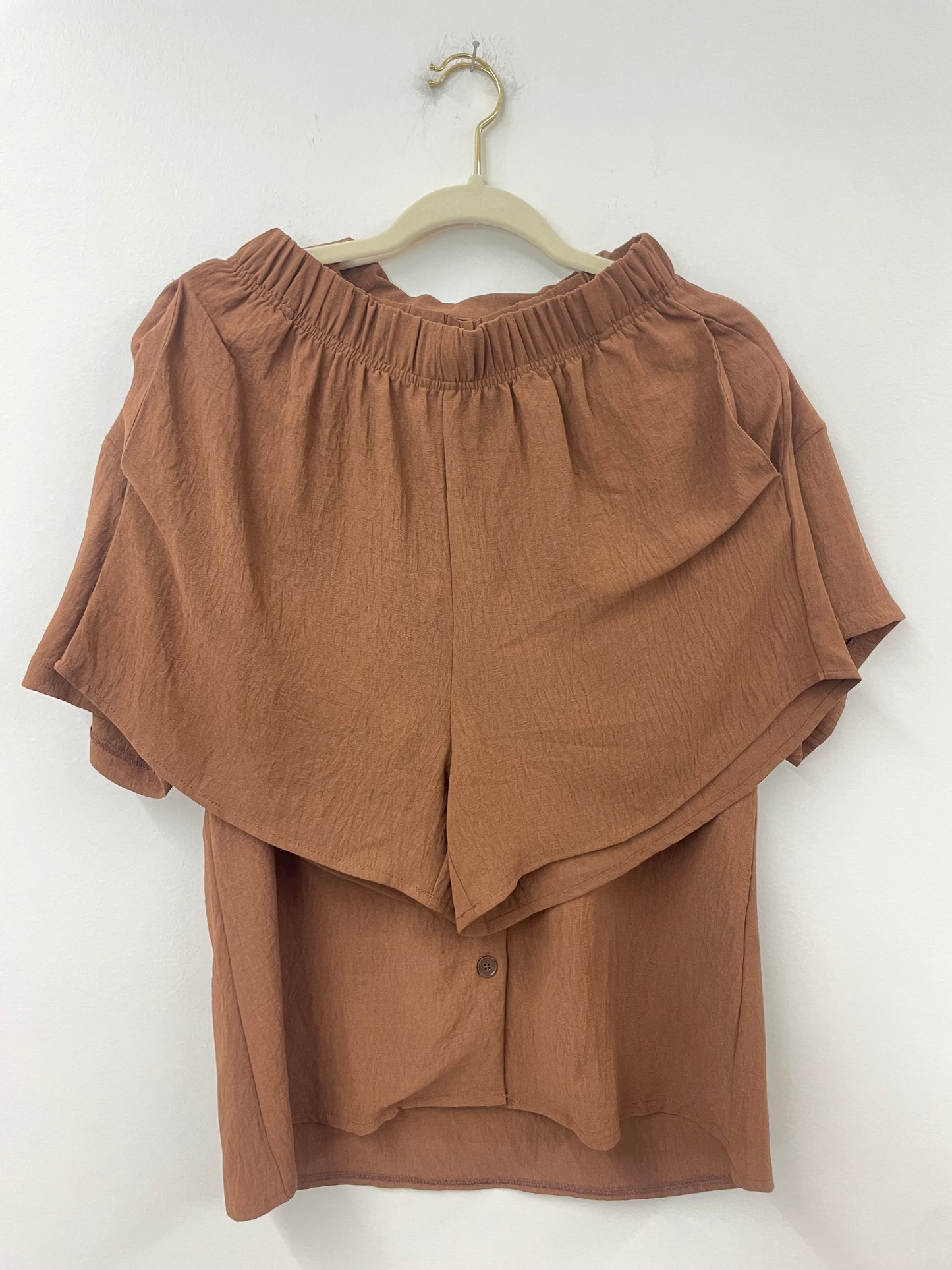 Amazon button down blouse with shorts set Size S / NWT