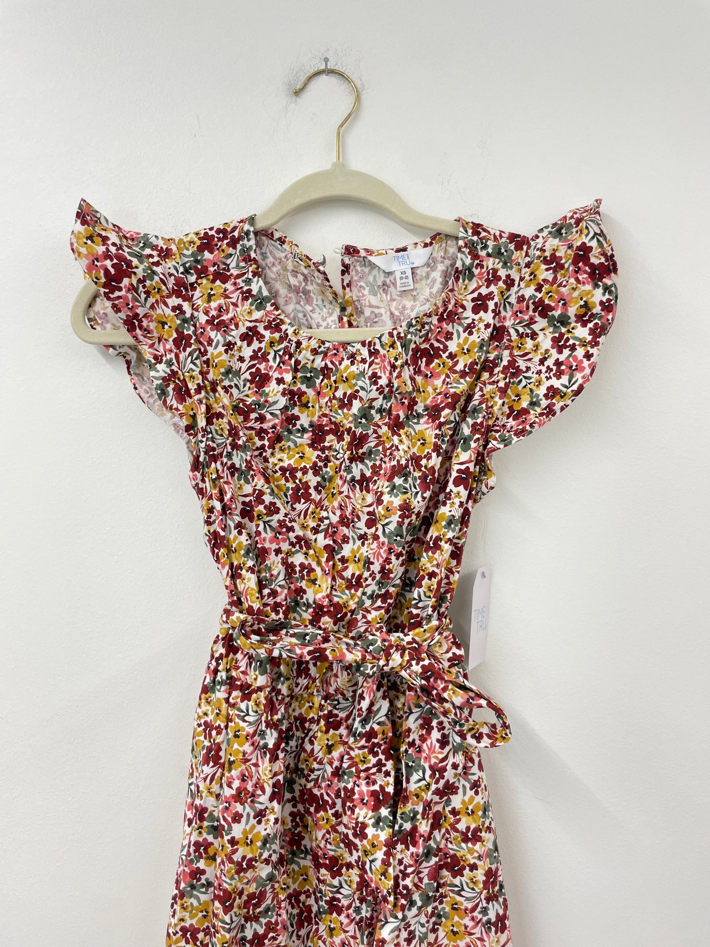 Time and Tru ruffle sleeve tiered midi dress Size XS / NWT