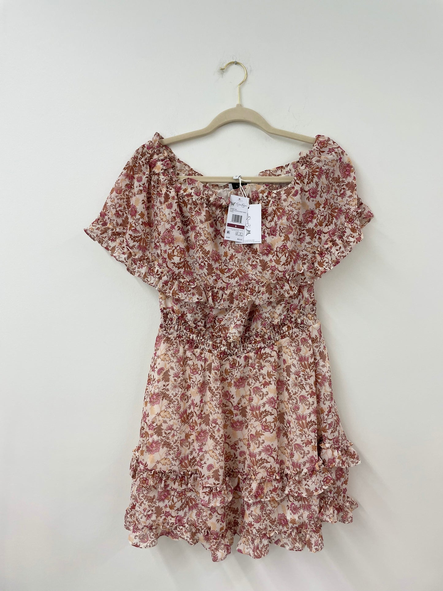 Jessica Simpson off the shoulder mini ruffles dress Size S / NWT
