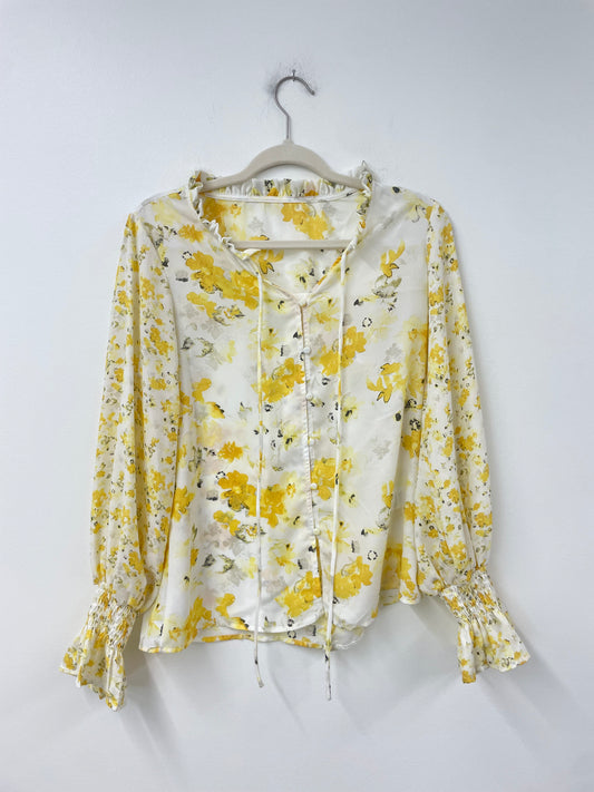 Amazon long sleeve button down blouse Size S /NWT