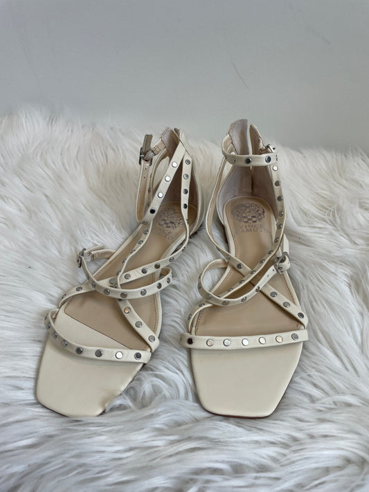 Vince Camuto Seseti Sandal Flat Leather Open Toe Strappy Sandals White 7.5