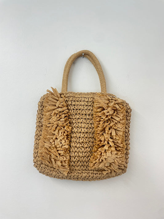 Loft straw cross body bag