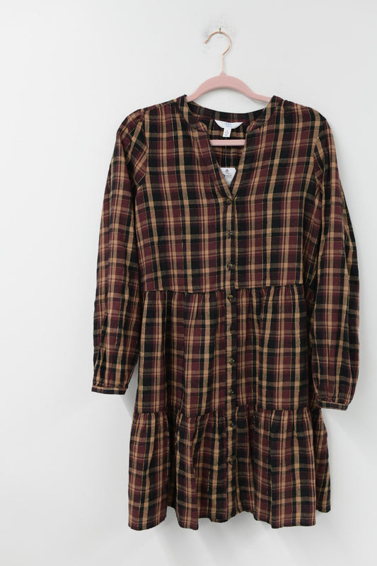 Time and Tru flannel tiered mini dress Size S / NWT