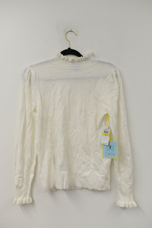 Cece ruffled neck sweater Size M/ NWT