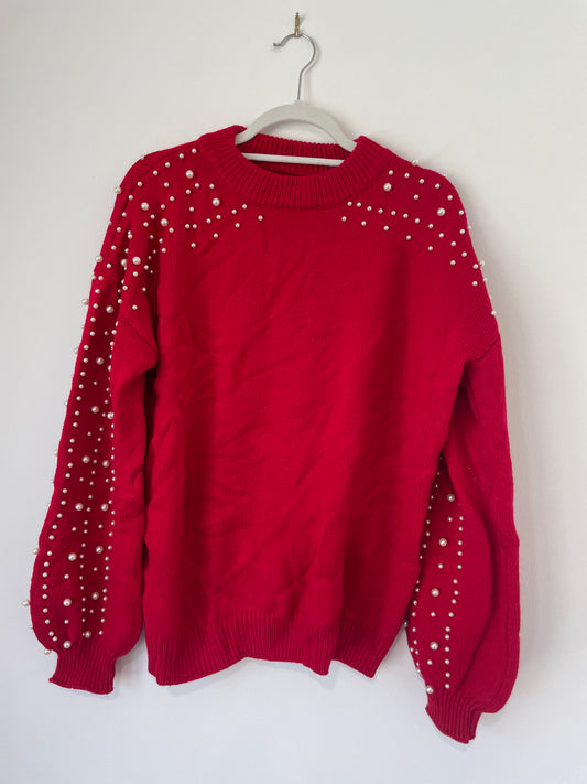 Pearled sleeve sweater Size M / EUC