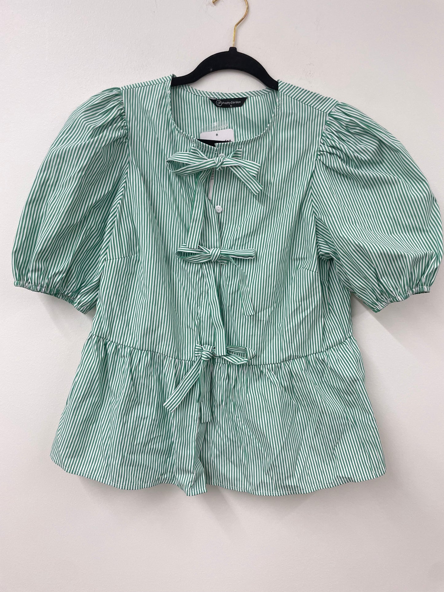PRETTYGARDEN Women's Bow Front Top with Puff Sleeves Sizes S / NWT