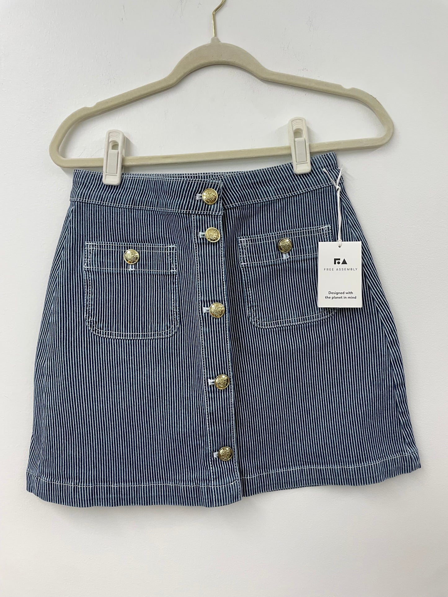 Free Assembly crop denim shirt and button mini skirt set / NWT