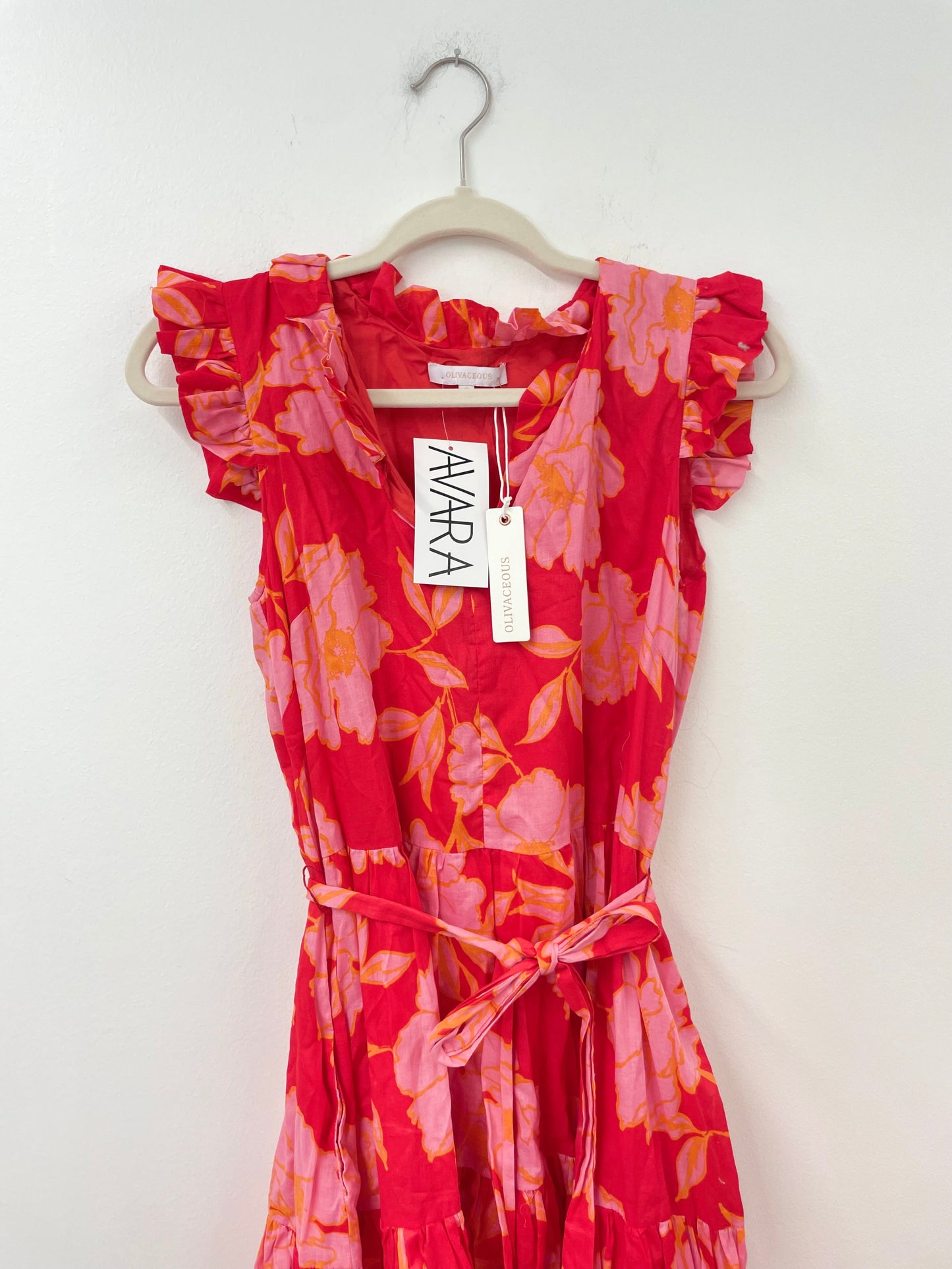 Avara Olivaceous ruffled sleeve midi dress Size S / NWT