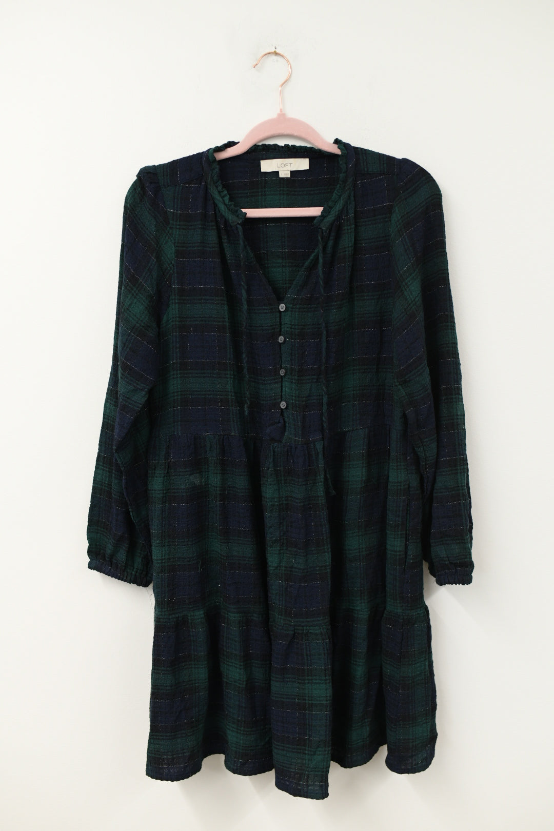 Loft long sleeve plaid mini dress Size S / EUC