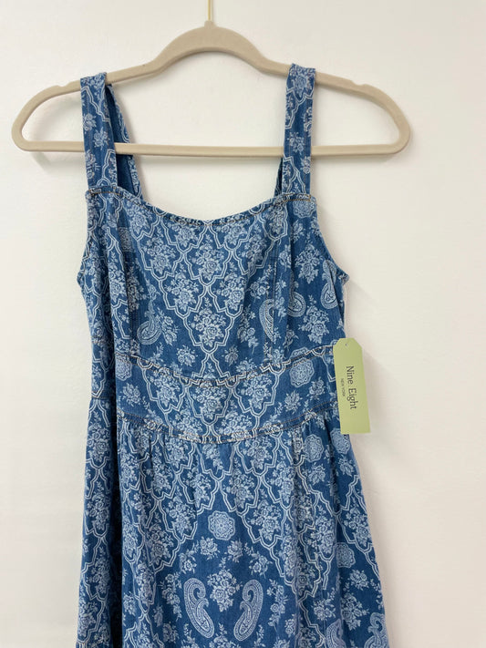 Nine Eight printed denim midi dress Size S /NWT